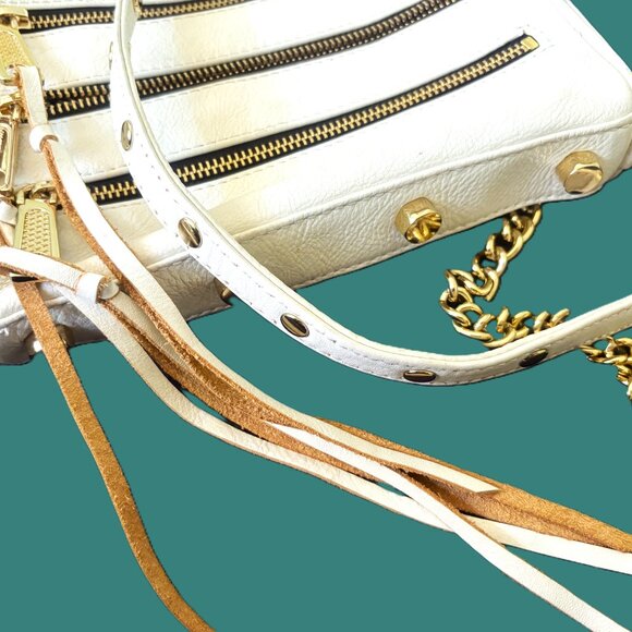 REBECCA MINKOFF Vintage Solid Cream 100% Genuine Leather & Gold hardware - Picture 7 of 12